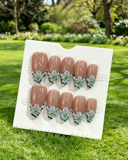 Pink Gold Almond Press On Nails