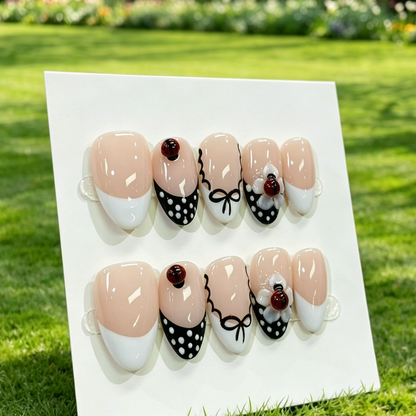 Pink Gold Almond Press On Nails