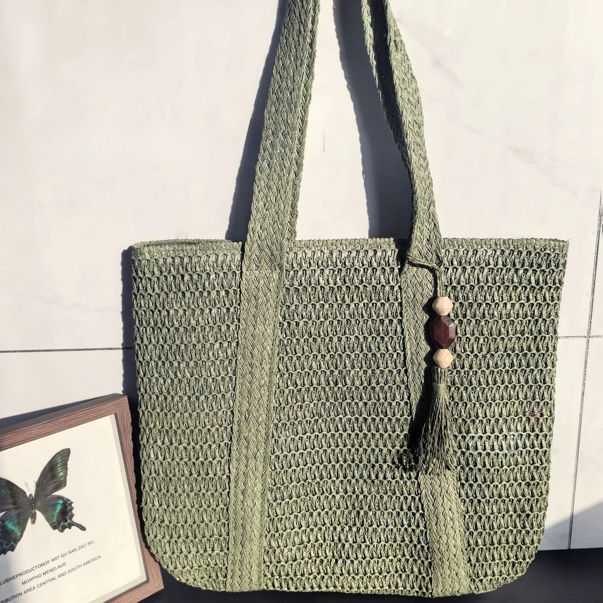 Elegant Straw Shoulder Bag – Women’s Premium Large Beach Tote, Commuter Woven Purse