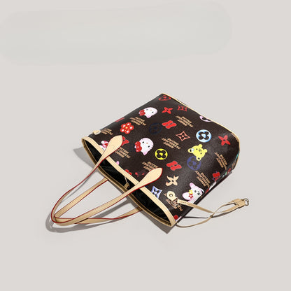 Bolso tote grande y bonito, bolso versátil con diseño de dibujos animados para mujer, bolso de mano con asa superior 