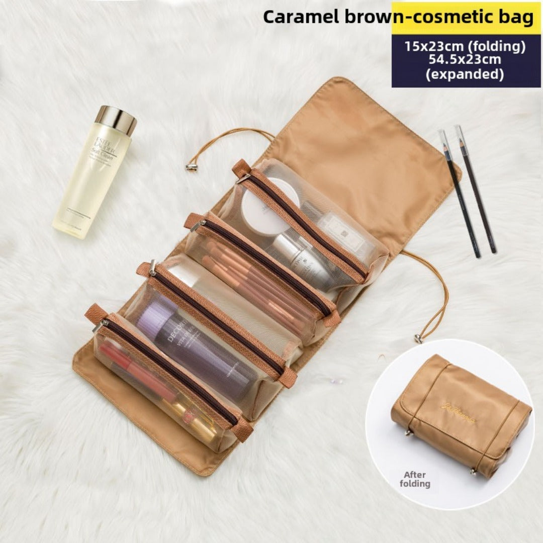 Bolsas de maquillaje portátiles de gran capacidad para viajes, organizadores de bolsas de maquillaje, se pueden dividir en una bolsa de cosméticos cuatro en uno, bolsa de artículos de aseo y organizador de bolsas de aseo. 