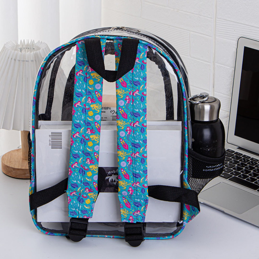 Mochila transparente de PVC, mochila impermeable multicapa para artículos de viaje, bolso mochila transparente 