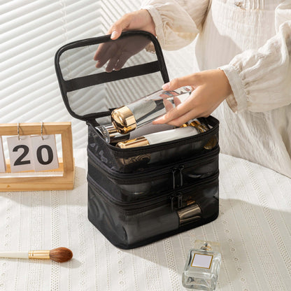 Mesh cosmetic bag, lightweight large capacity three-layer toilet bag, double-layer storage bag, travel mesh bag, tool storage box portable, Mesh ShowerTote Bag,