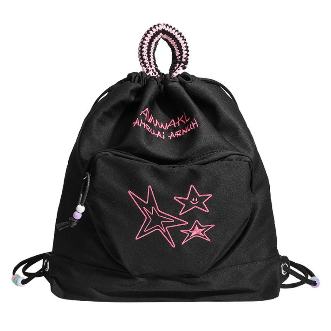 Mochila de viaje retro de mezclilla, mochila con cordón ajustable para mujer, mochila pequeña informal para mujer 