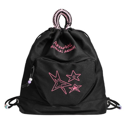 Mochila de viaje retro de mezclilla, mochila con cordón ajustable para mujer, mochila pequeña informal para mujer 