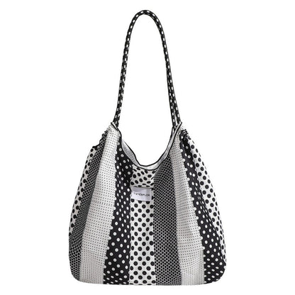 Bolso tote de lunares: bolso de hombro versátil y portátil, bolso hobo ecológico de gran capacidad para mujer 