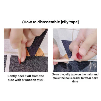 1052- Uñas postizas hechas a mano, de presión, removibles. Uñas con dibujo hecho a mano.