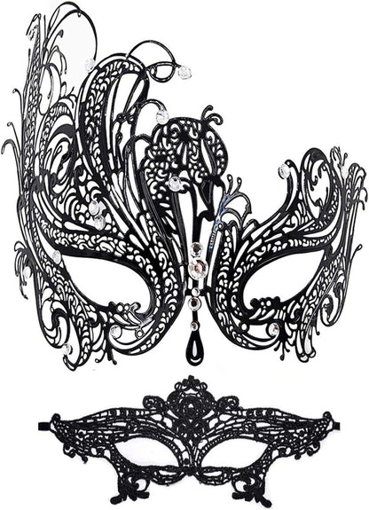 Masquerade Mask for Women Shiny Rhinestone Venetian Party Prom Ball Metal Mask