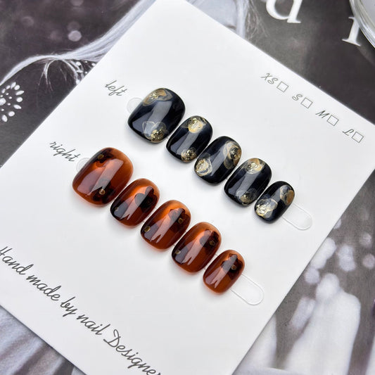 1002- Uñas postizas hechas a mano, de presión, removibles