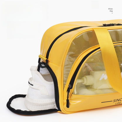 Bolsa de baño transparente de PVC, bolsa de playa deportiva con separación para ropa húmeda y seca, bolsa de fitness de gran capacidad, bolso de viaje transparente para mujer 