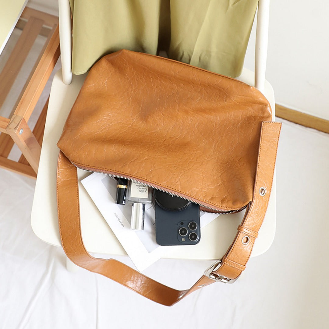 Bolso pequeño cuadrado de estilo retro informal para mujer – Bolso bandolera tipo hobo con correa ancha de PU de textura suave 