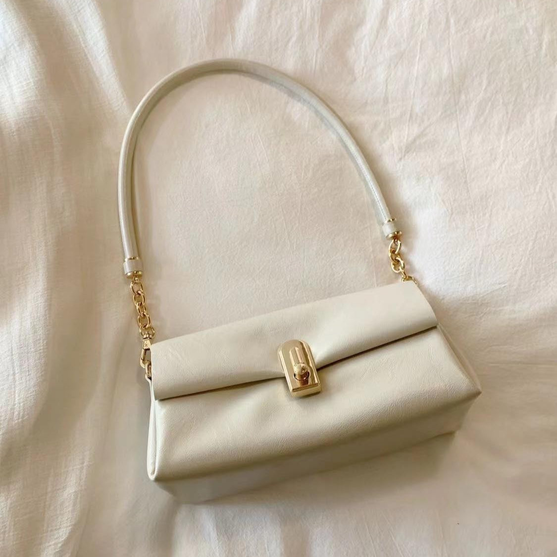 Bolso bandolera pequeño color beige, bolso de hombro blanco glaciar para mujer, bolso de mano para desplazamientos diarios, bolso hobo versátil para mujer 