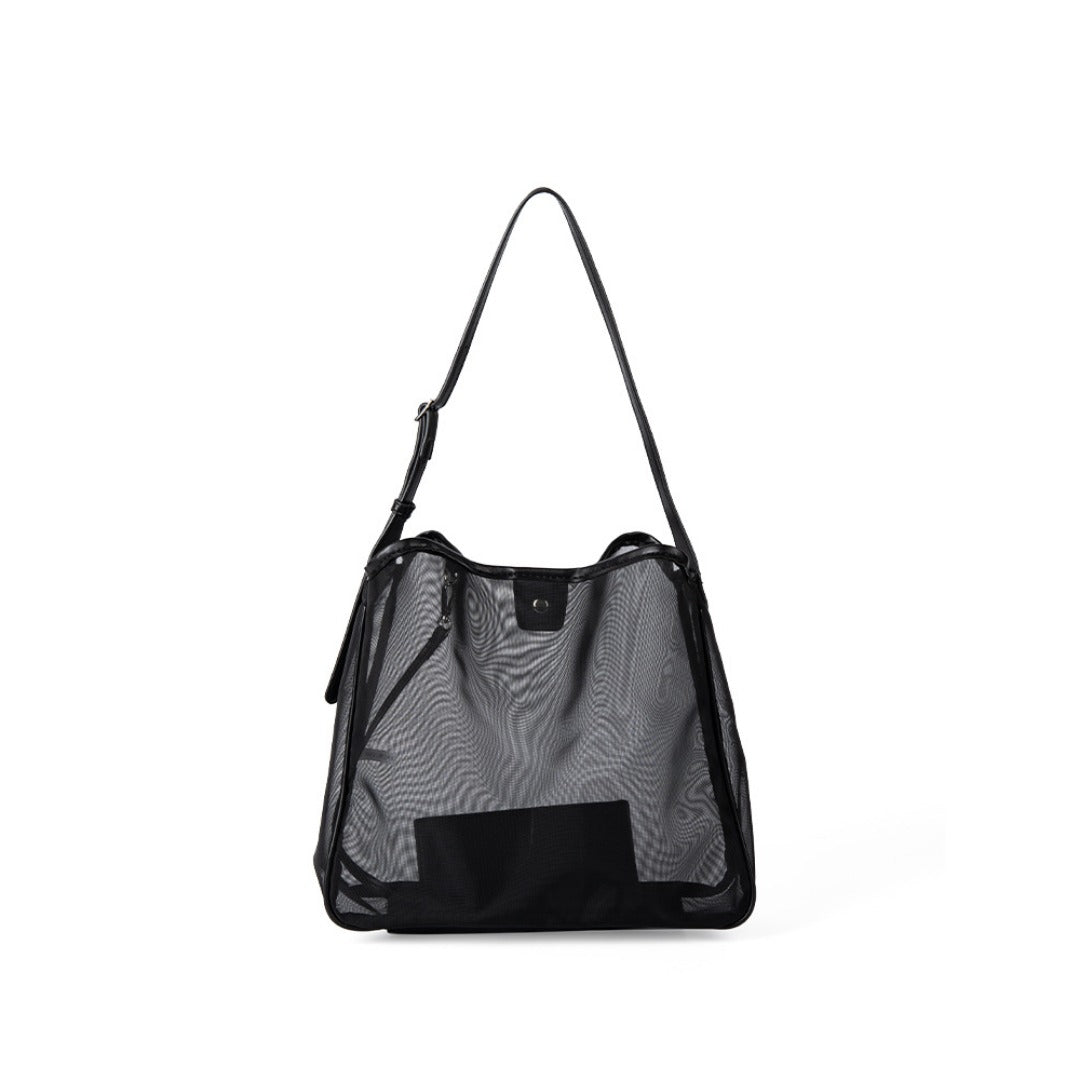 Mesh commuter tote bag, large capacity stylish hobo bag, fashionable versatile shoulder bag