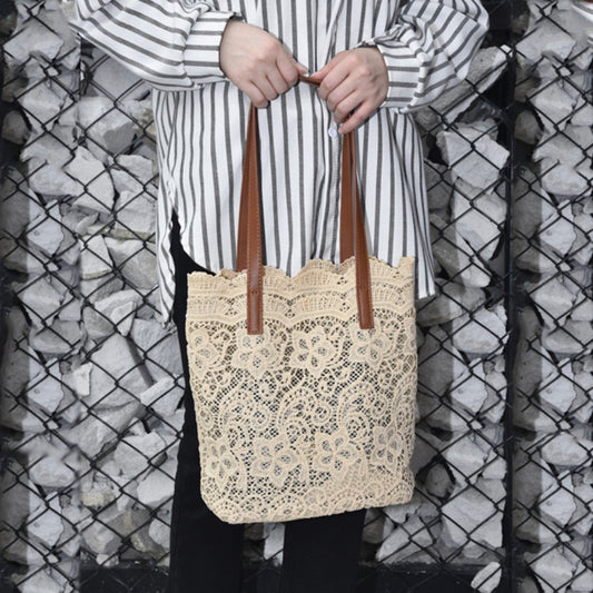 Bolso hobo de encaje para mujer, bolso de hombro para compras, bolso tote calado con bordado de flores 