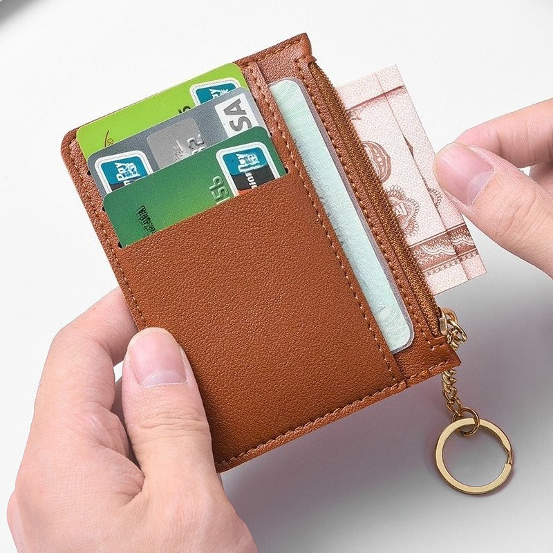 Ultra-thin new card bag for women, small and simple multi-card zipper change bag, large-capacity ID card holder, card holder. -dropshippingabc.com