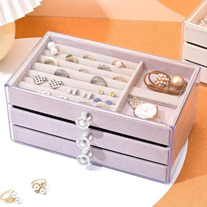 Multi-layer anti-oxidation jewelry box, earrings necklace bracelet jewelry storage box large capacity