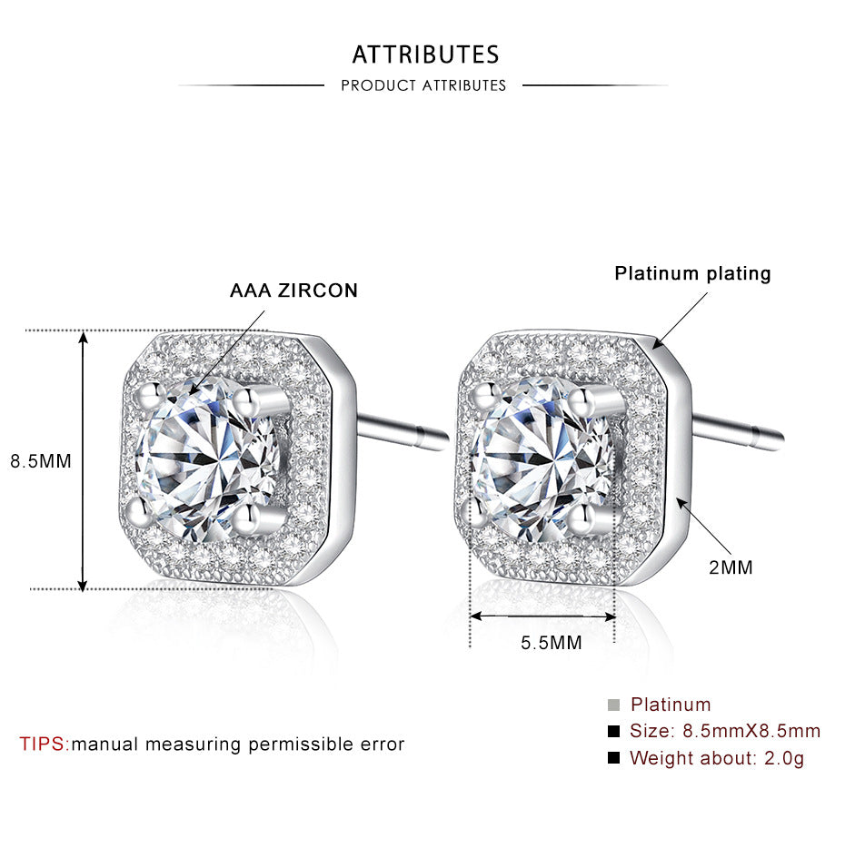 Micro-Set Zircon Stud Earrings