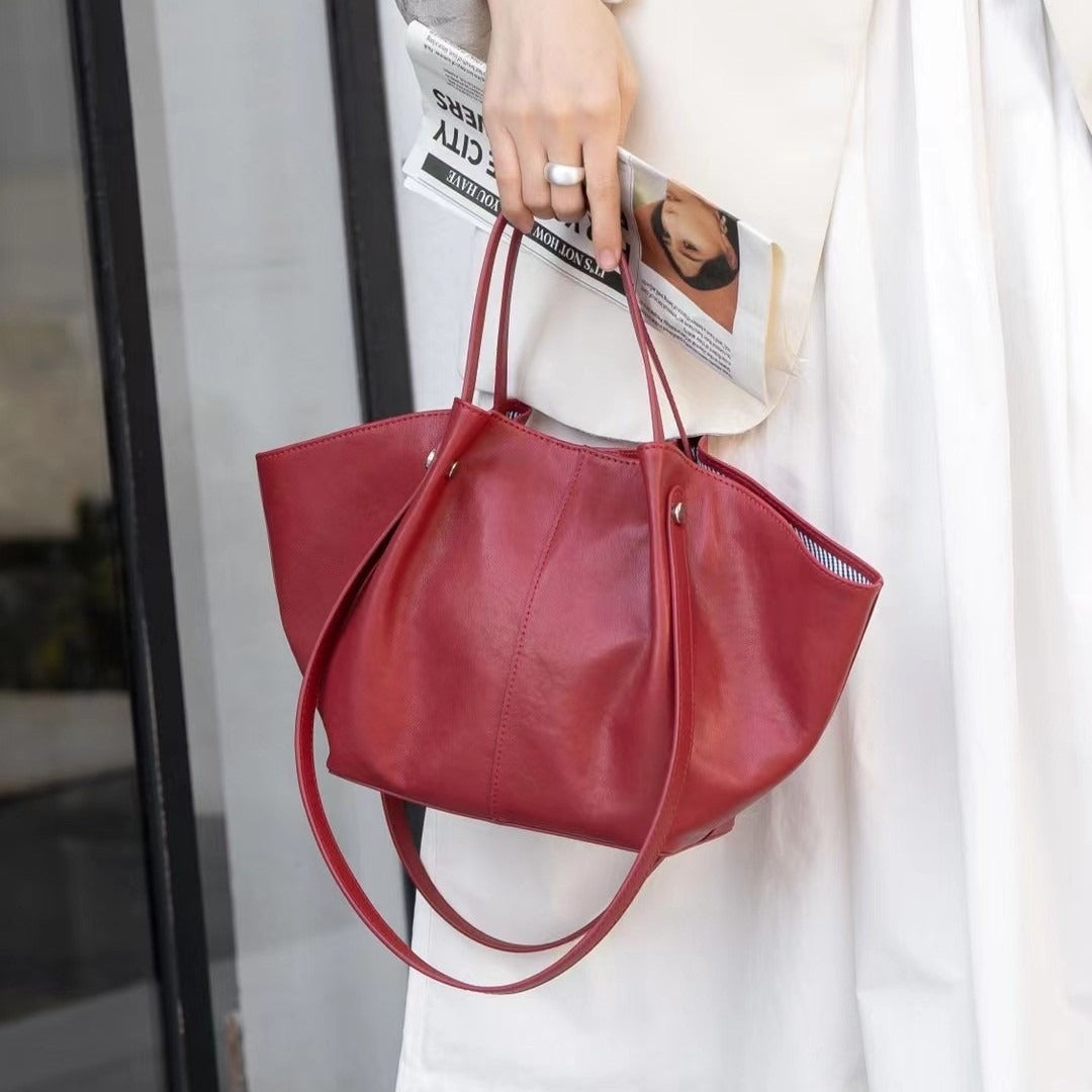 Elegante bolso tote de piel auténtica: bolso tote de piel de oveja de primera calidad para mujer, bolso de mano o bandolera versátil 2 en 1 para un look chic diario. 