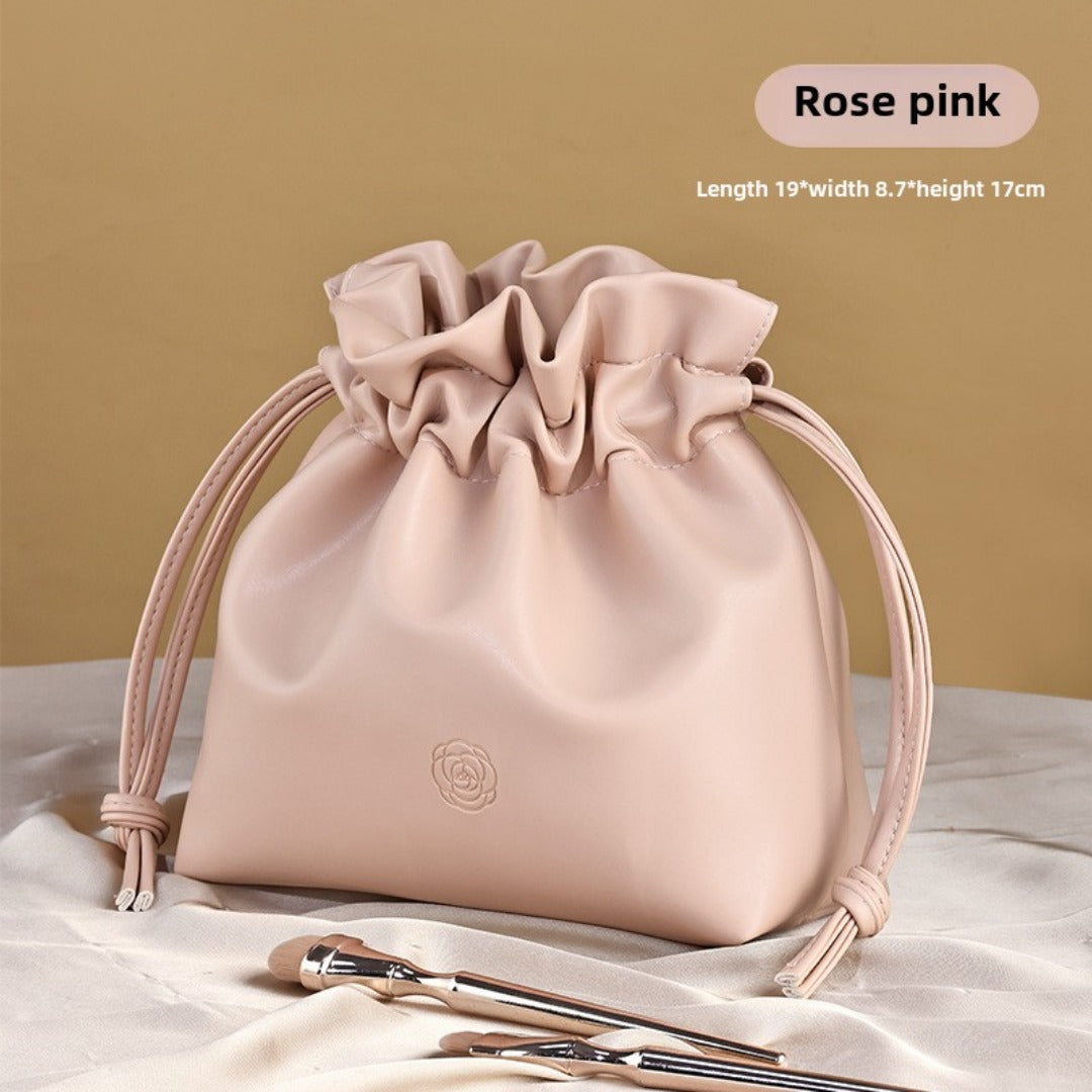 Bundle Mouth Cosmetic Bag – Large Capacity Storage Portable Makeup Bag for Women, Stylish and Functional Design for Everyday Use