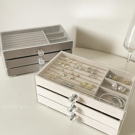 Multi-layer anti-oxidation jewelry box, earrings necklace bracelet jewelry storage box large capacity