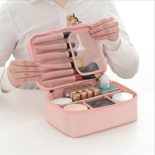 Lightweight makeup bags,Waterproof multi-functional portable toilet bag, anti-wrinkle large-capacity square cosmetic bag, makeup bag with compartments,