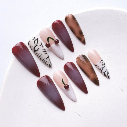 1076 Uñas postizas reutilizables hechas a mano para decoración de uñas