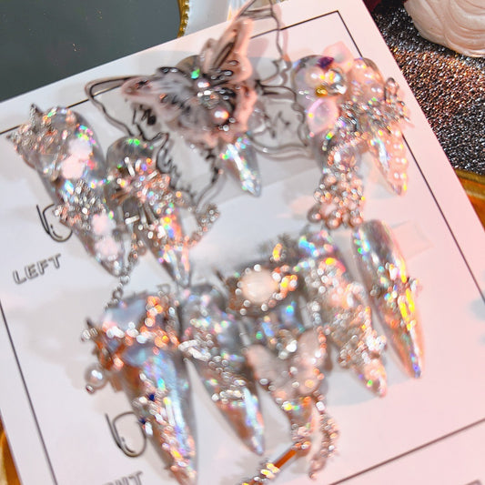 1017-Uñas postizas hechas a mano, de presión, removibles