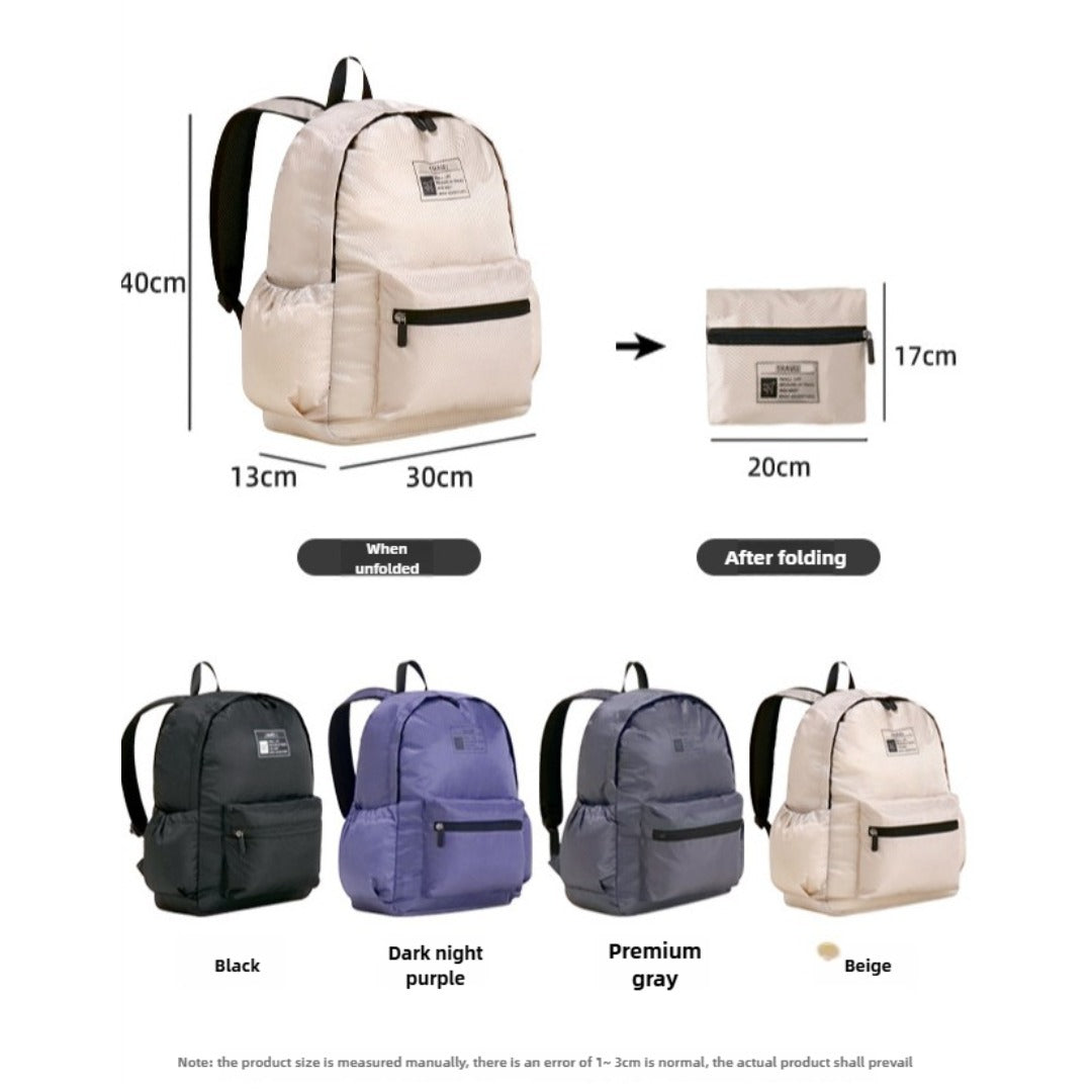 Mochila plegable, mochila de viaje sencilla de gran capacidad para mujer, mochila impermeable, mochila informal de poliéster para guardar ropa, ligera.