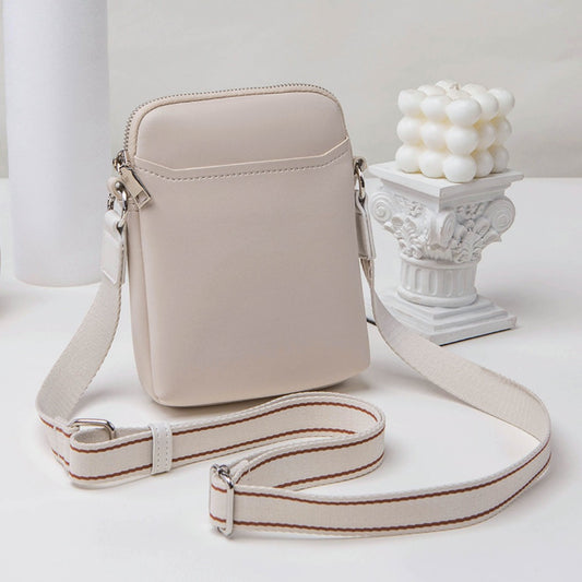 Bolso elegante para mujer: sencillo bolso para móvil de PU suave, bolso bandolera pequeño y compacto para el hombro. 