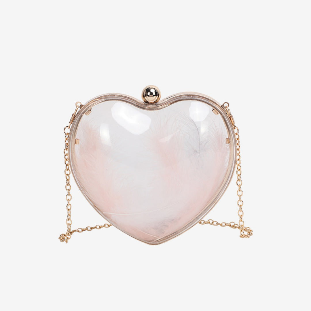 Transparent small bag heart shaped, women's summer acrylic chain shoulder bag, mini transparent crossbody bag