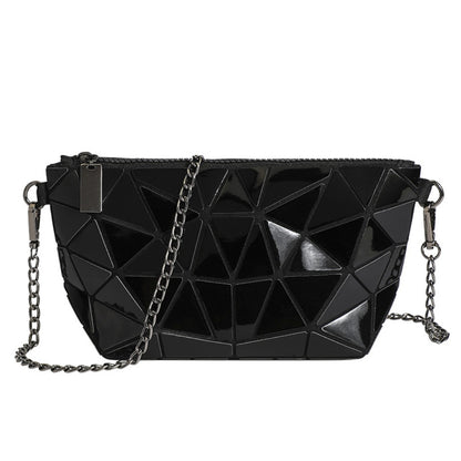 Geometric mini diamond crossbody bag, luminous laser shoulder Crossbody bag, chain bag small, fashionable versatile small purse