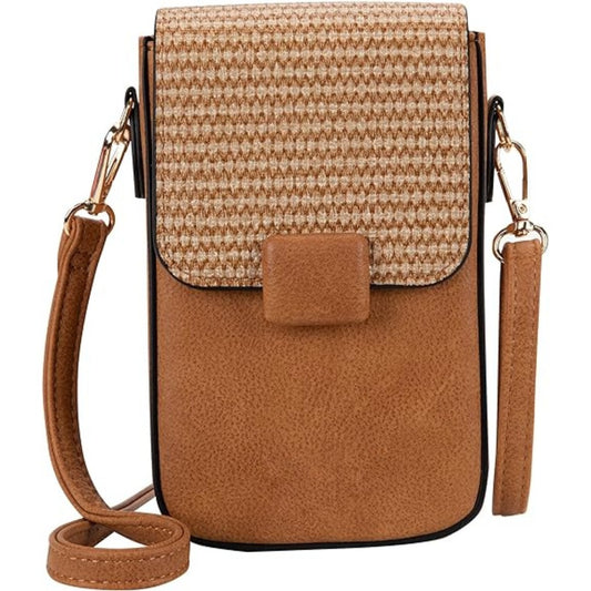Bolso de mujer informal vertical para móvil, bolso bandolera pequeño de paja, bolso cruzado de moda 