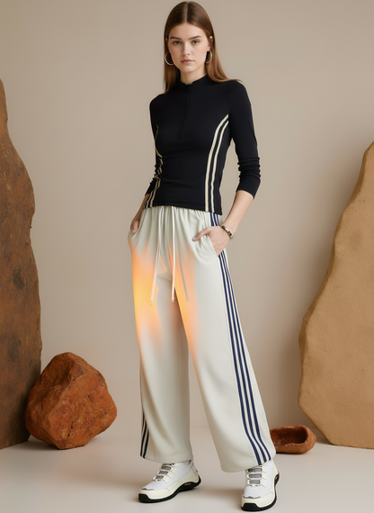 Women's Retro Short Fit Half Zip Long Sleeve T-Shirt