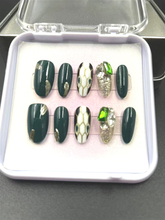 1047- Uñas postizas hechas a mano, de presión, removibles