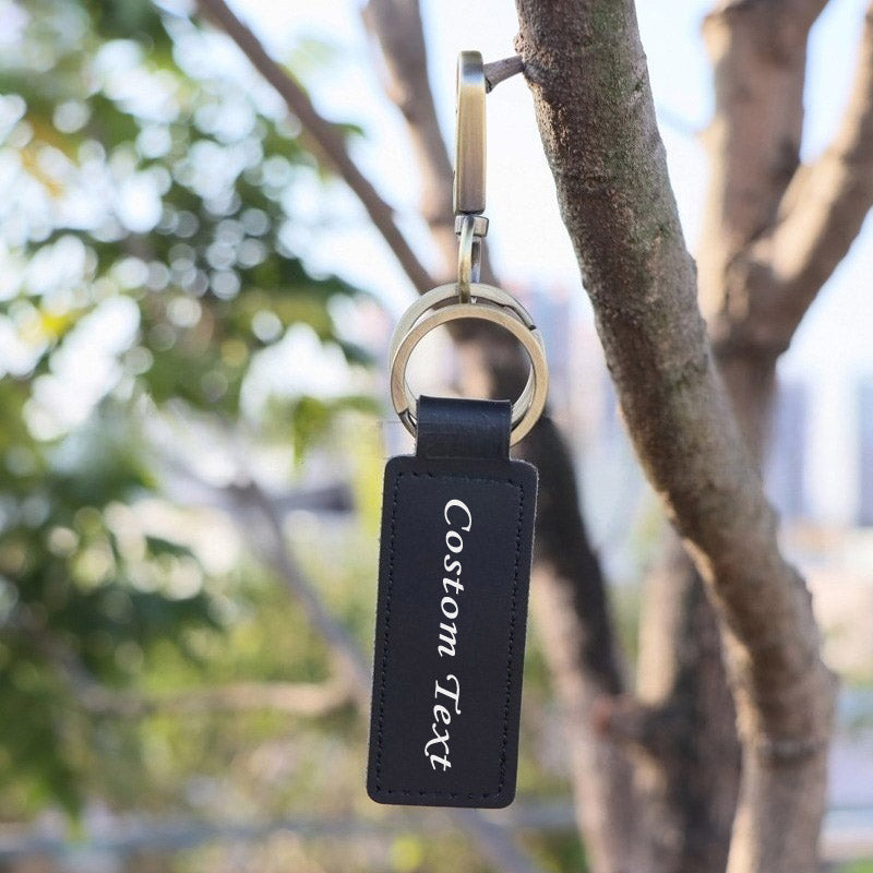 Custom Keychain, Personalized keychains, Real Leather Key Chain Holder Engrave Name Text, Customized Gifts for Men Women -dropshippingabc.com