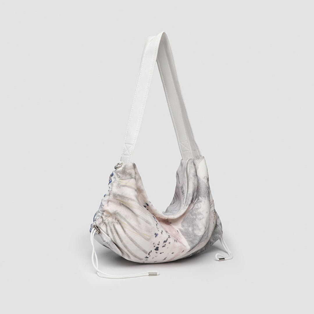 Bolso hobo para mujer, bolso de hombro de lona plisada estampada, bolso de hombro informal para mujer 