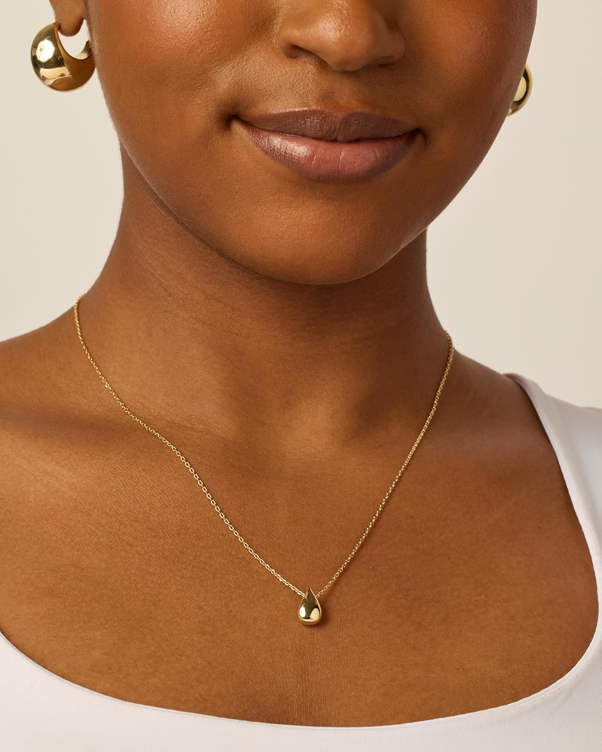 14K Gold Plated Dainty Pear Pendant Necklace for Women - Delicate Teardrop Necklaces -dropshippingabc.com