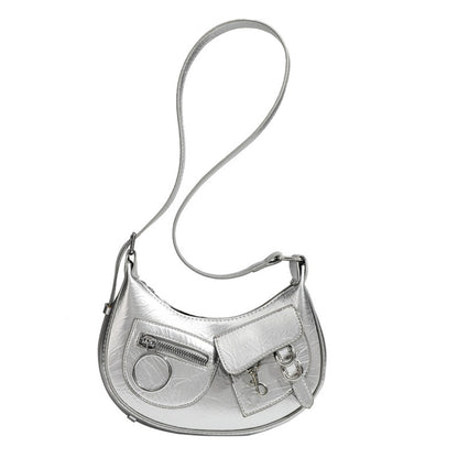 Design Stylish Retro Small Crossbody Bag - Versatile Punk Crescent Bag for Everyday Use