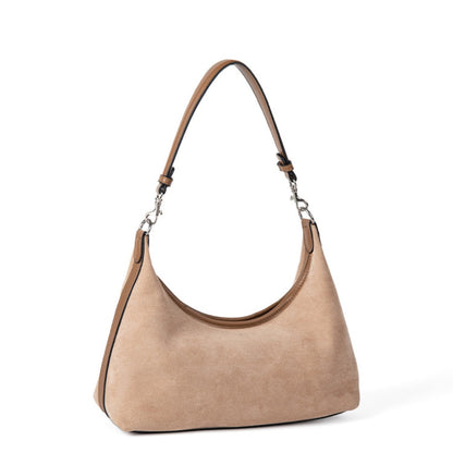 Bolso de hombro sencillo de ante, bolso retro versátil para otoño e invierno, bolso hobo pequeño para mujer 