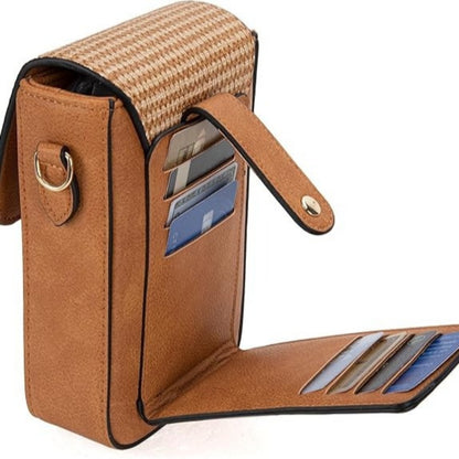 Bolso de mujer informal vertical para móvil, bolso bandolera pequeño de paja, bolso cruzado de moda 