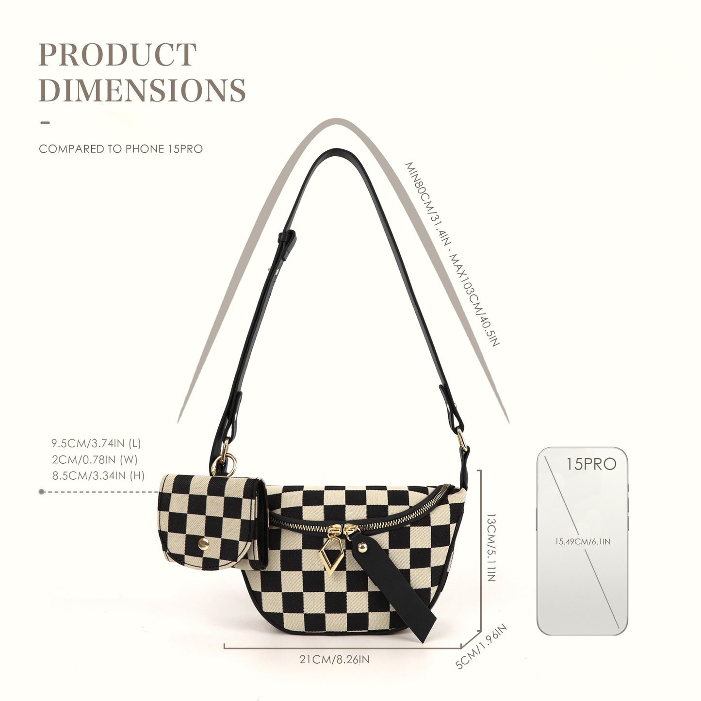 Small Crossbody Versatile Checkerboard Chest Bag – Fashion Plaid Waist Bag, Stylish Messenger Bag & Fanny Pack for Everyday Use