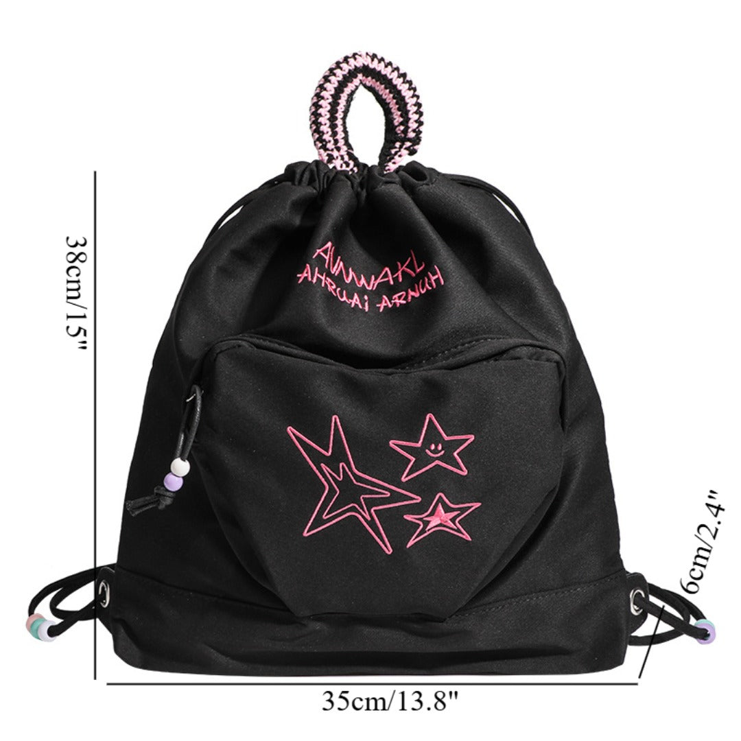 Mochila de viaje retro de mezclilla, mochila con cordón ajustable para mujer, mochila pequeña informal para mujer 