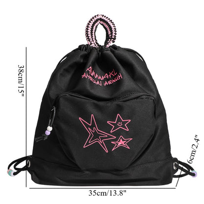 Mochila de viaje retro de mezclilla, mochila con cordón ajustable para mujer, mochila pequeña informal para mujer 