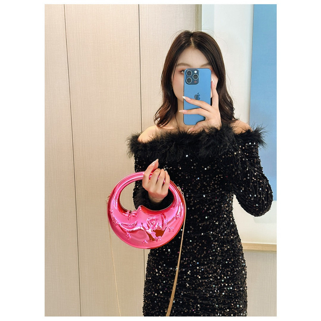 Bolso acrílico con forma de luna, bolso de hombro para mujer, bolso de noche, bolsos de noche formales para mujer, bolso de mano, bolso de mano informal, bolso de mano para fiesta, bolso de graduación, bolso de fiesta. 