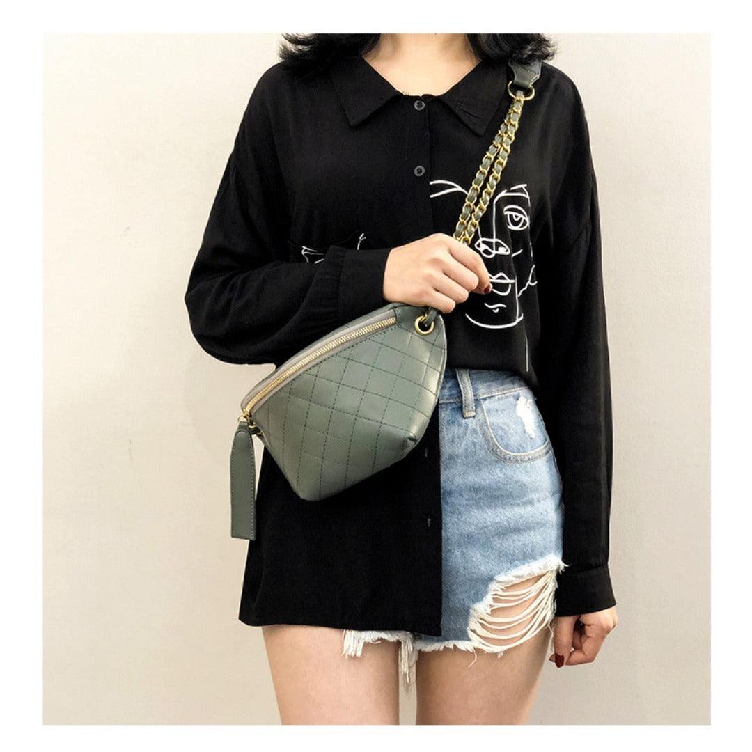 Riñonera de moda – Bolso bandolera elegante para mujer, ideal para el día a día gracias a su cadena ajustable. 