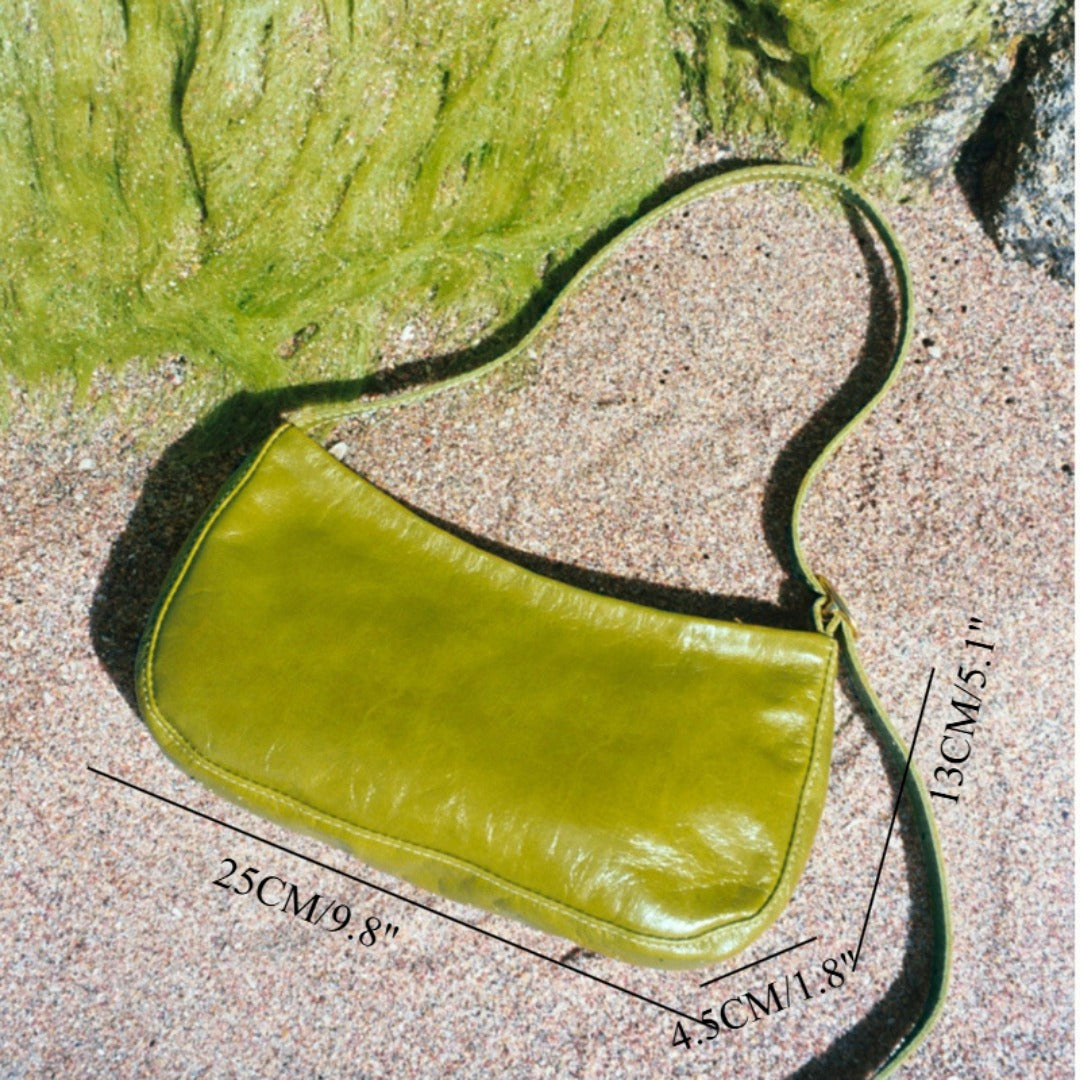 Bolso baguette de hombro, bolso bandolera de moda, bolso de hombro sencillo y versátil para mujer, bolso hobo de piel encerada para mujer