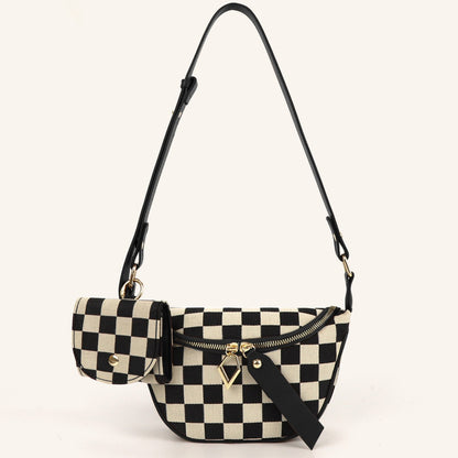 Small Crossbody Versatile Checkerboard Chest Bag – Fashion Plaid Waist Bag, Stylish Messenger Bag & Fanny Pack for Everyday Use