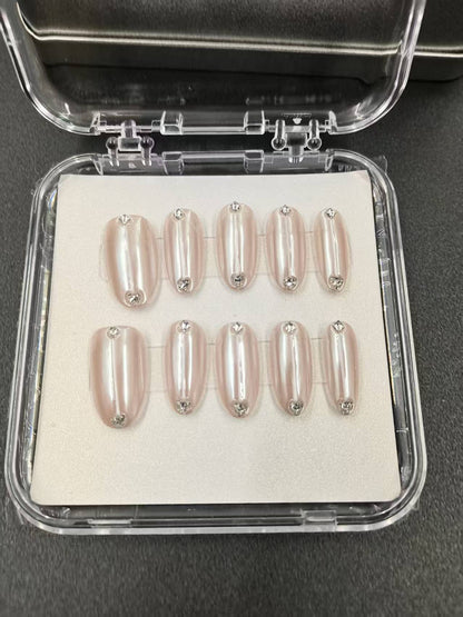 1037- Uñas postizas hechas a mano, de presión, removibles