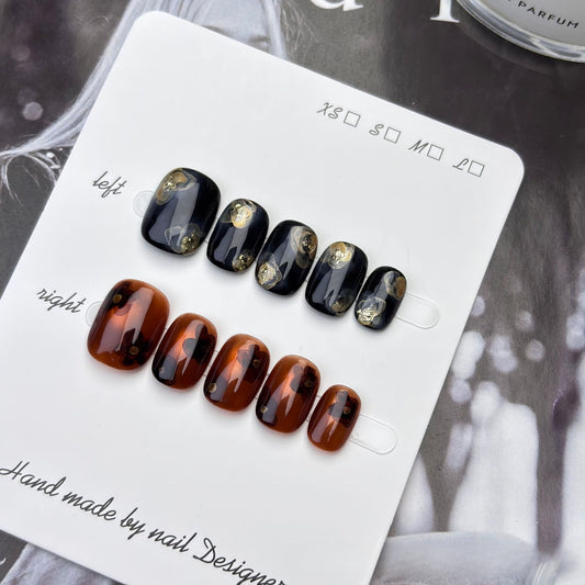 1002- Uñas postizas hechas a mano, de presión, removibles