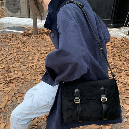 Mailman bag female, suede retro matte crossbody, shoulder crossbody bag